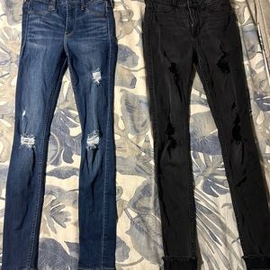 2 pairs of Hollister high rise Jean leggings 00R W23 L28